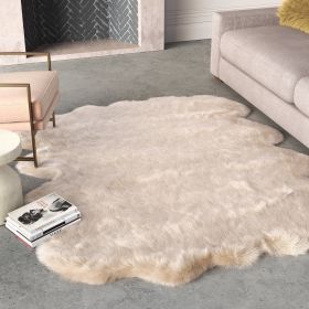 Beige Faux Fur Area Rug 2x3