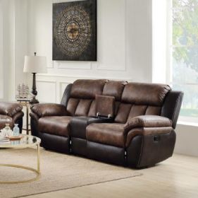 ACME Jaylen Loveseat w/Console (Motion), Toffee & Espresso Polished Microfiber 55426