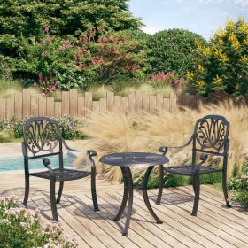 3 Piece Bistro Set Cast Aluminum Black