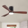 52 in Low Profile Dimmable Integrated Ceiling Fan with 3 Brown Solid Wood Blades