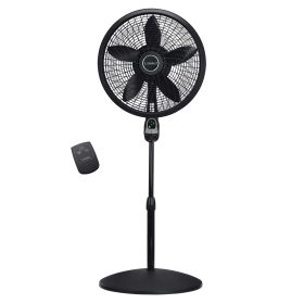 18" 3-Speed Oscillating Cyclone Pedestal Fan with Remote and Timer, 1843, Black