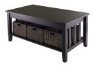 Morris Coffee Table with 3 Foldable Baskets