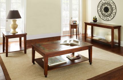 Classic Coffee Table with Bottom Shelf - Antique Focal Point - Wooden Construction, Brown Finish, Mobility