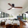 52 in Low Profile Dimmable Integrated Ceiling Fan with 3 Brown Solid Wood Blades