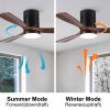 52 in Low Profile Dimmable Integrated Ceiling Fan with 3 Brown Solid Wood Blades