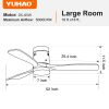 52 in Low Profile Dimmable Integrated Ceiling Fan with 3 Brown Solid Wood Blades