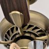 52inch Bronze Metal 3 Lights Ceiling Fan with 5 Wood Blades; Two-color fan blade; AC Motor; Remote Control; Reversible Airflow; Multi-Speed; Adjustabl