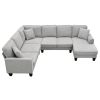 [VIDEO provided] [New] 108*85.5" Modern U Shape Sectional Sofa, 7 Seat Fabric Sectional Sofa Set with 3 Pillows Included for Living Room, Apartment, O