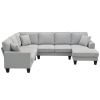 [VIDEO provided] [New] 108*85.5" Modern U Shape Sectional Sofa, 7 Seat Fabric Sectional Sofa Set with 3 Pillows Included for Living Room, Apartment, O