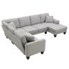 [VIDEO provided] [New] 108*85.5" Modern U Shape Sectional Sofa, 7 Seat Fabric Sectional Sofa Set with 3 Pillows Included for Living Room, Apartment, O