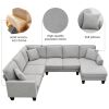 [VIDEO provided] [New] 108*85.5" Modern U Shape Sectional Sofa, 7 Seat Fabric Sectional Sofa Set with 3 Pillows Included for Living Room, Apartment, O