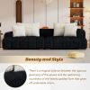 103.9" Modern Couch Corduroy Fabric Comfy Sofa with Rubber Wood Legs, 4 Pillows for Living Room, Bedroom, Office, Black