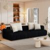 103.9" Modern Couch Corduroy Fabric Comfy Sofa with Rubber Wood Legs, 4 Pillows for Living Room, Bedroom, Office, Black