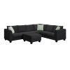 [VIDEO provided] 112*87" Sectional Sofa Couches Living Room Sets, 7 Seats Modular Sectional Sofa with Ottoman, L Shape Fabric Sofa Corner Couch Set wi