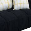 103.9" Modern Couch Corduroy Fabric Comfy Sofa with Rubber Wood Legs, 4 Pillows for Living Room, Bedroom, Office, Black