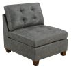 Living Room Furniture Antique Grey Modular Sectional 9pc Set Breathable Leatherette Tufted Couch 3x Corner Wedge 4x Armless Chairs and 2x Ottoman