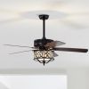 52 Inches Light Retro Ceiling Fan with Reversible Blades