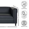 Black Broadway Faux Leather Loveseat Sofa for Living Room, Modern D√©cor Love Seat Mini Small Couches for Small Spaces and Bedroom with Solid Wood Fra