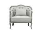 ACME Samael Chair w/Pillow, Gray Linen & Gray Oak Finish LV01163