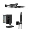 Shower System with Waterfall Tub Spout,12 Inch Wall Mounted Square Shower System with Rough-in Valve,Matte black