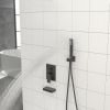 Shower System with Waterfall Tub Spout,12 Inch Wall Mounted Square Shower System with Rough-in Valve,Matte black