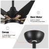 72 In.Antique Black Wooden Large Ceiling Fan With LED Light and Remote Control