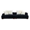 103.9" Modern Couch Corduroy Fabric Comfy Sofa with Rubber Wood Legs, 4 Pillows for Living Room, Bedroom, Office, Black