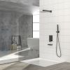 Shower System with Waterfall Tub Spout,12 Inch Wall Mounted Square Shower System with Rough-in Valve,Matte black