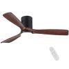 52 in Low Profile Dimmable Integrated Ceiling Fan with 3 Brown Solid Wood Blades