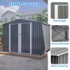 8 x 6 ft Outdoor Storage Shed, All Weather Metal Sheds with Metal Foundation & 2 Lockable Doors, Tool Shed for Garden, Backyard, Lawn,Grey