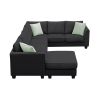 [VIDEO provided] 112*87" Sectional Sofa Couches Living Room Sets, 7 Seats Modular Sectional Sofa with Ottoman, L Shape Fabric Sofa Corner Couch Set wi