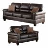 Espresso Faux Leather 2pc Sofa Set Sofa And Loveseat Elegant Plush Contemporary Couch Living Room Furniture