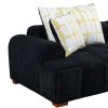 103.9" Modern Couch Corduroy Fabric Comfy Sofa with Rubber Wood Legs, 4 Pillows for Living Room, Bedroom, Office, Black