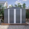 8 x 6 ft Outdoor Storage Shed, All Weather Metal Sheds with Metal Foundation & 2 Lockable Doors, Tool Shed for Garden, Backyard, Lawn,Grey