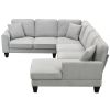 [VIDEO provided] [New] 108*85.5" Modern U Shape Sectional Sofa, 7 Seat Fabric Sectional Sofa Set with 3 Pillows Included for Living Room, Apartment, O