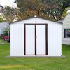 Metal garden sheds 10ftx8ft outdoor storage sheds white+coffee