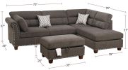 Sectional sofa Tan Color Velvet Fabric Reversible Chaise Sofa Sectional w Pillows Cocktail Storage Ottoman 3pc Set