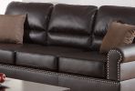 Espresso Faux Leather 2pc Sofa Set Sofa And Loveseat Elegant Plush Contemporary Couch Living Room Furniture