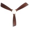 52 in Low Profile Dimmable Integrated Ceiling Fan with 3 Brown Solid Wood Blades