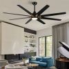 72 In.Antique Black Wooden Large Ceiling Fan With LED Light and Remote Control