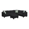 [VIDEO provided] 112*87" Sectional Sofa Couches Living Room Sets, 7 Seats Modular Sectional Sofa with Ottoman, L Shape Fabric Sofa Corner Couch Set wi