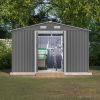 10X8 FT Outdoor Storage Shed, All Weather Metal Sheds with Metal Foundation & Lockable Doors, Tool Shed for Garden, Patio, Backyard, Lawn, Grey