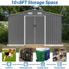 10X8 FT Outdoor Storage Shed, All Weather Metal Sheds with Metal Foundation & Lockable Doors, Tool Shed for Garden, Patio, Backyard, Lawn, Grey