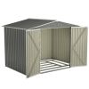 8 x 6 ft Outdoor Storage Shed, All Weather Metal Sheds with Metal Foundation & 2 Lockable Doors, Tool Shed for Garden, Backyard, Lawn,Grey