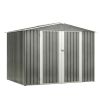 8 x 6 ft Outdoor Storage Shed, All Weather Metal Sheds with Metal Foundation & 2 Lockable Doors, Tool Shed for Garden, Backyard, Lawn,Grey