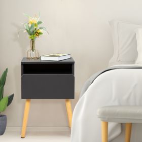 Set of 2 Modern Nightstand;  Bedroom Endtable with Drawer;  Shelf;  Bedside Furniture for Living Room