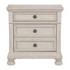 Transitional Wire-Brushed White Finish 1pc Nightstand with Hidden Drawer Bun Feet Classic Bedroom Furniture