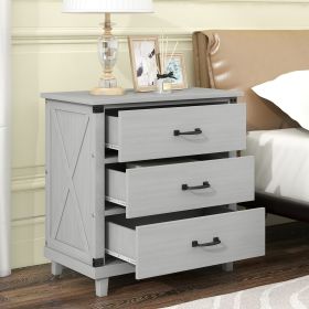 Modern Bedroom Nightstand with 3 Drawers Storage ; Gray(OLD SKU:WF281114AAE)