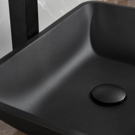 13.0" L -18.13" W -4" H Matte Shell Glass Rectangular Vessel Bathroom Sink in Black with Matte Black Faucet and Pop-Up Drain in Matte Black