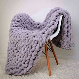 1.3*1.7m, Light Grey, Chinille Knitting Blanket Bed Throw Yarn Baby Bulky Soft Throw for Home Decor Chair Sofa Throw